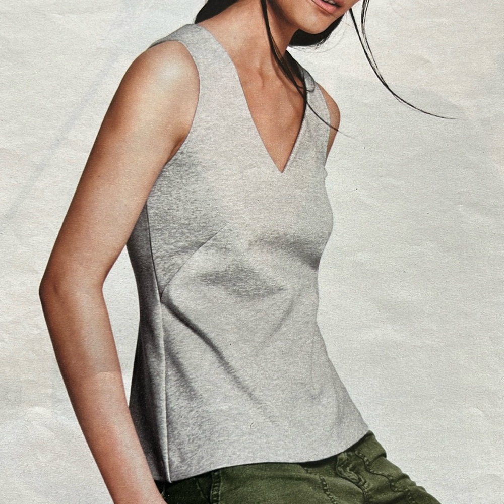 J.Crew Structured V-Neck Shell- Heather Gray- NWT- Size SMALL